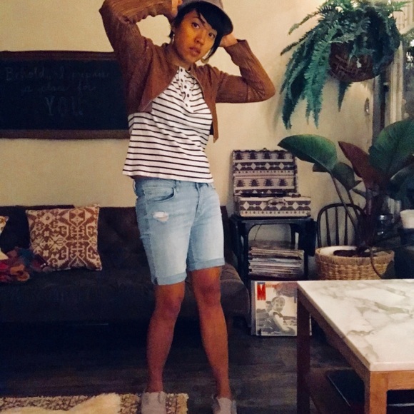 BEBE Cropped Leather Jacket Cognac Brown - Picture 1 of 5